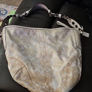 Coach Beige and Cream Shoulder Bag